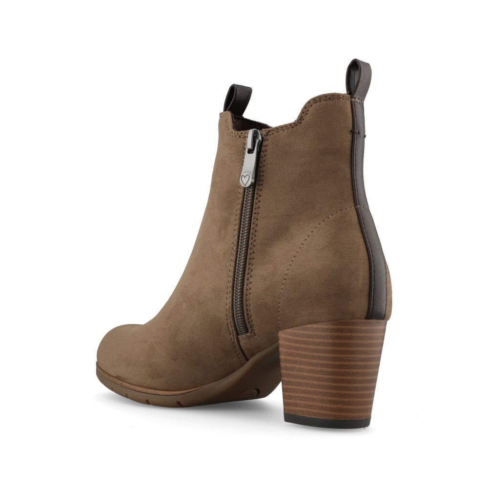 Marco Tozzi Ladies 2-25355 Block Heel Ankle Boot in Dark Brown