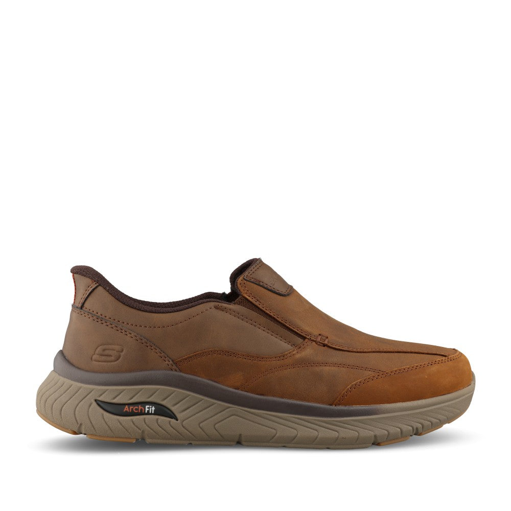 Skechers Mens 205869 Arch Fit Crosser Oak Trainer In Brown