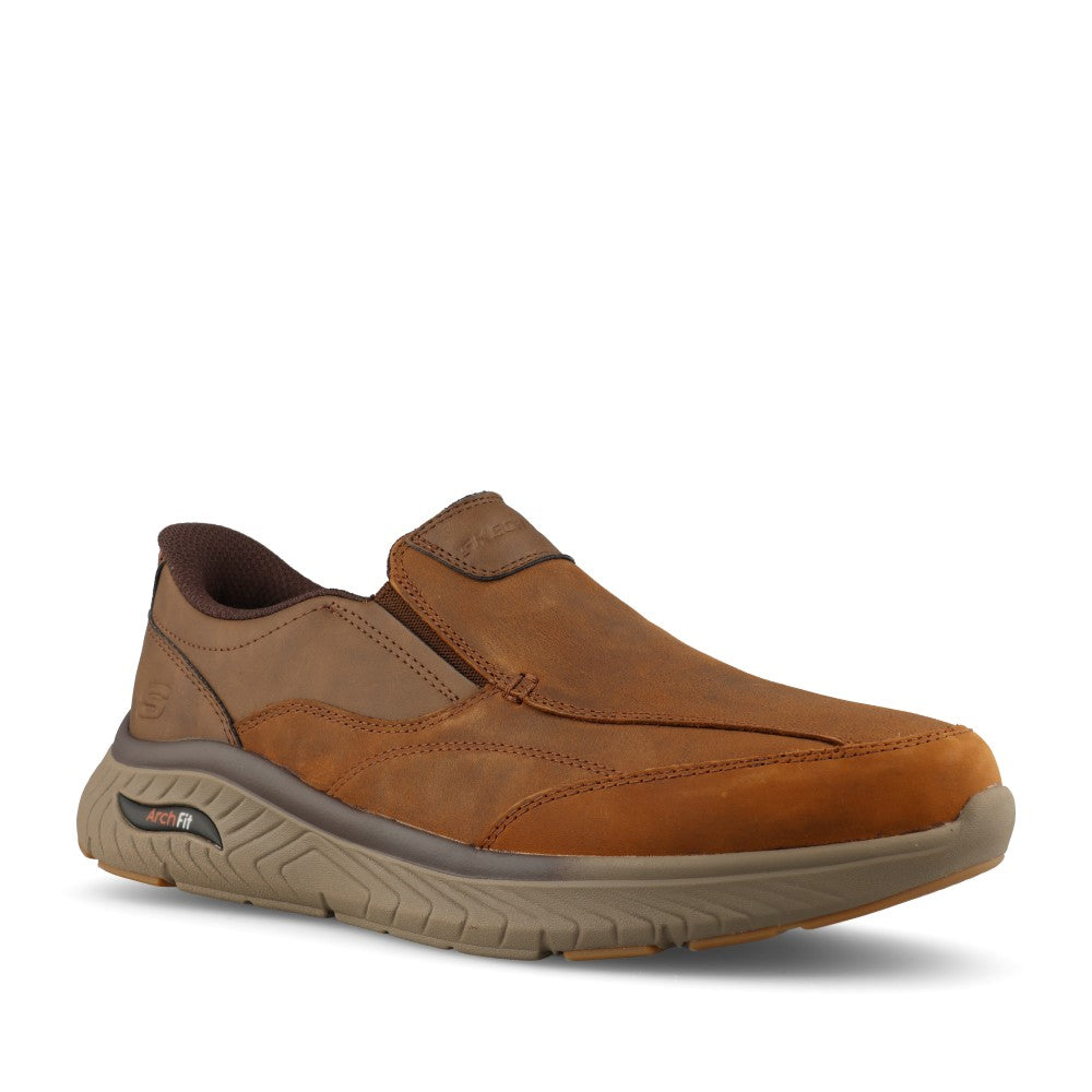 Skechers Mens 205869 Arch Fit Crosser Oak Trainer In Brown