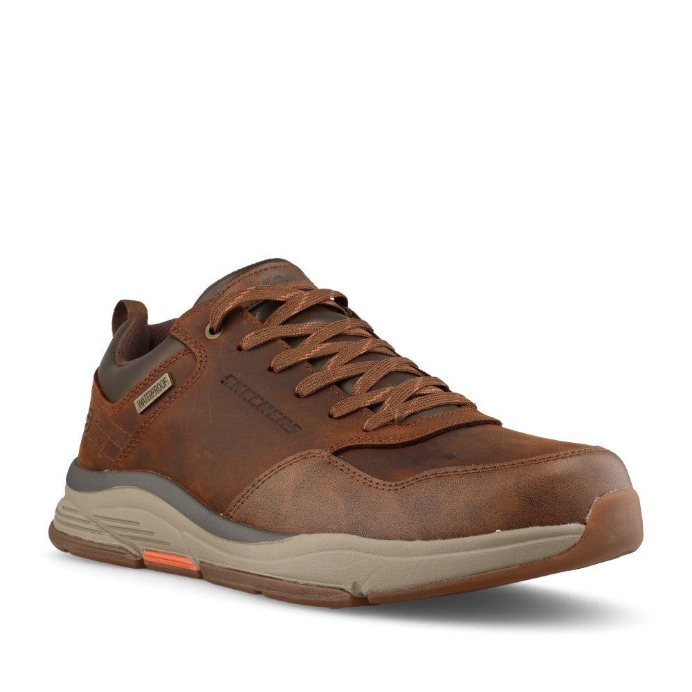 Skechers Mens 210021 Benago Hombre Waterproof Trainer In Brown