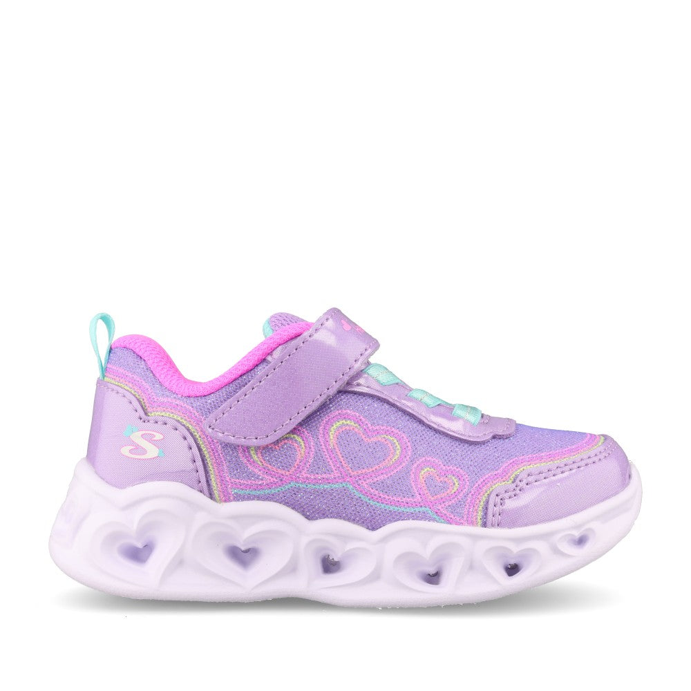 Skechers Girls 303736NC Heart Lights Bubble Love Trainer In Purple