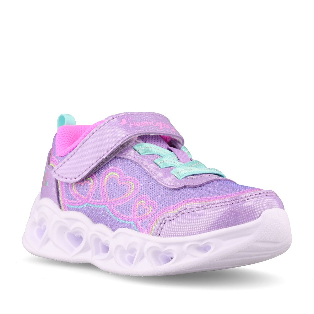 Skechers Girls 303736NC Heart Lights Bubble Love Trainer In Purple