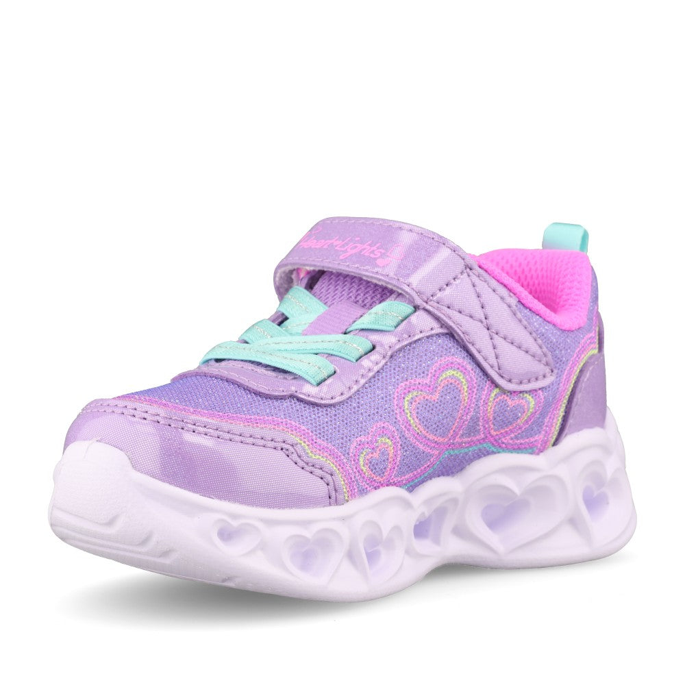 Skechers Girls 303736NC Heart Lights Bubble Love Trainer In Purple