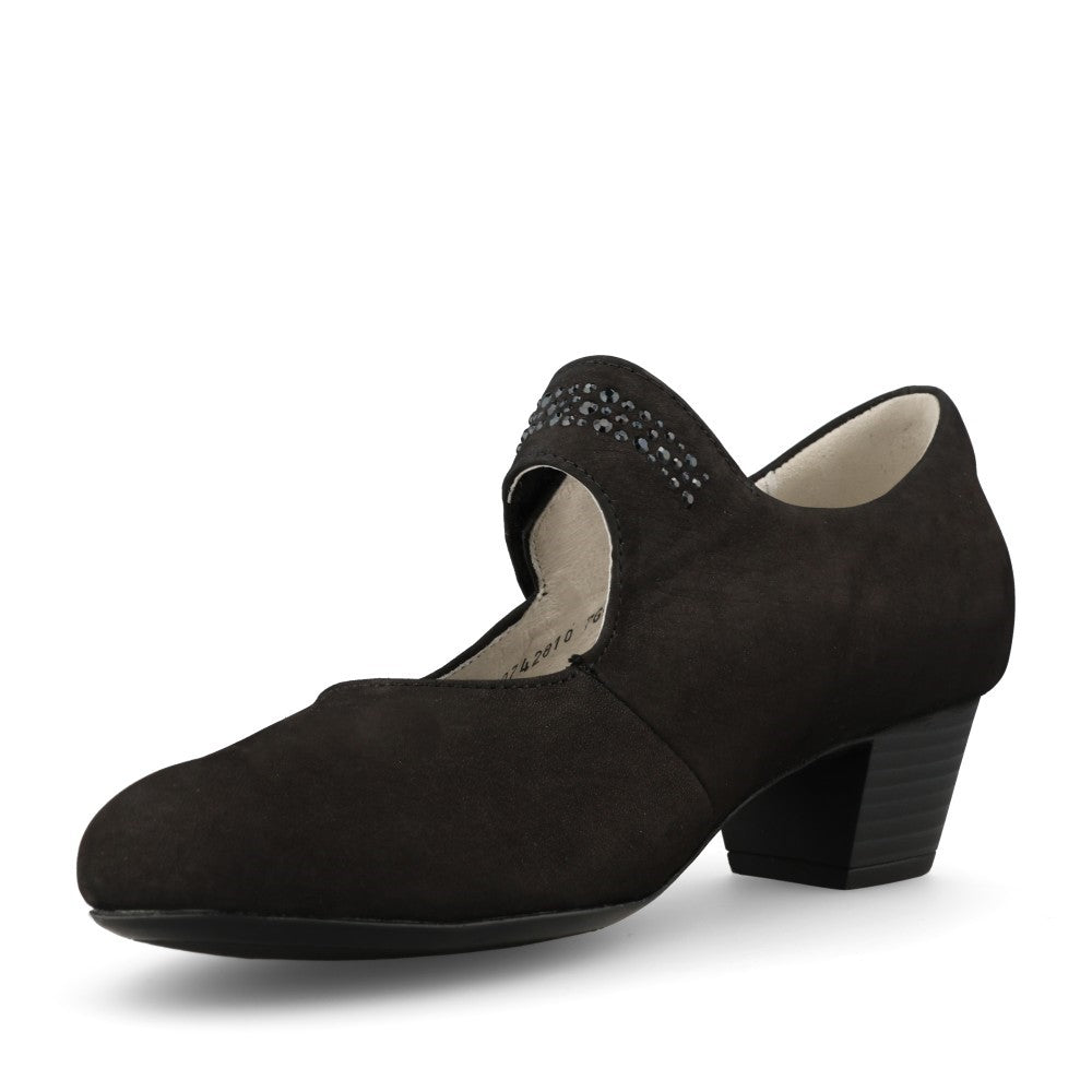 Ladies 358311 Mary Jane Shoe in Black Nubuck