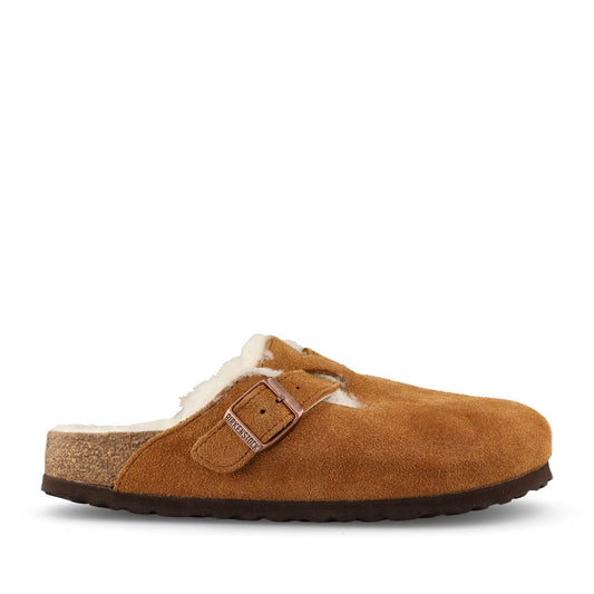 Birkenstock Ladies 1001141 Boston Shearling Suede Clog In Tan