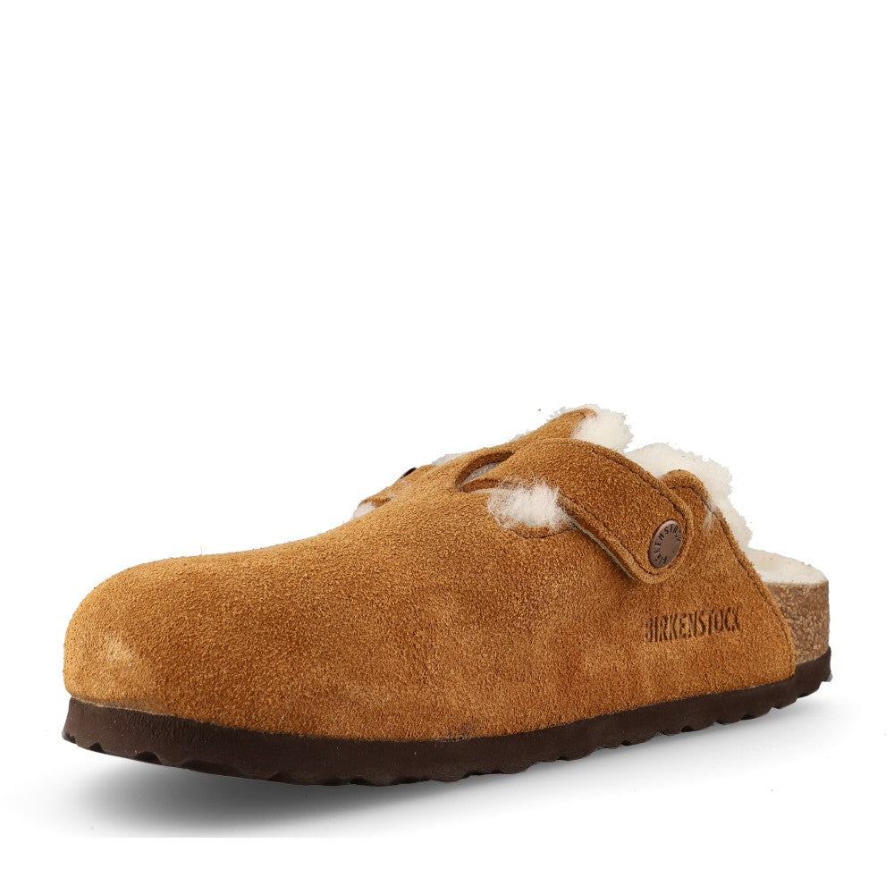 Birkenstock Ladies 1001141 Boston Shearling Suede Clog In Tan
