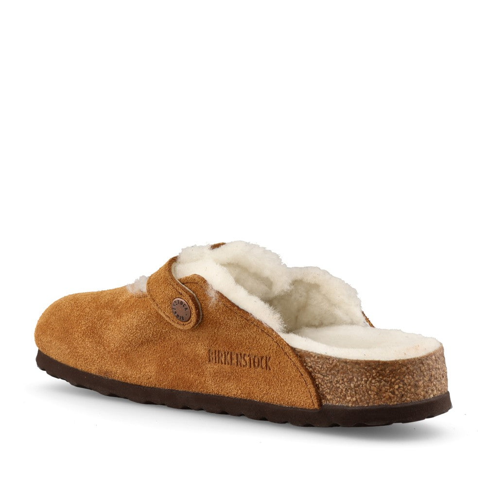 Birkenstock Ladies 1001141 Boston Shearling Suede Clog In Tan