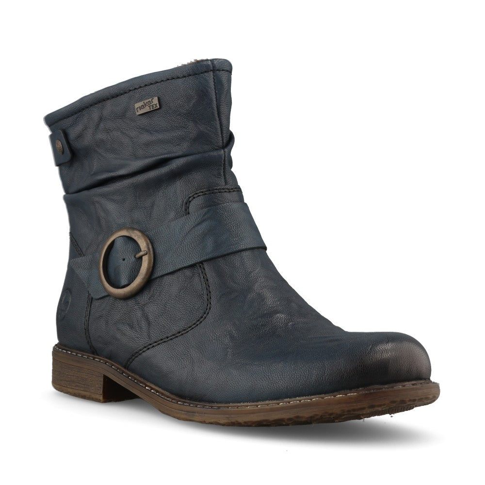 Rieker Ladies 74857 Ankle Boot In Blue