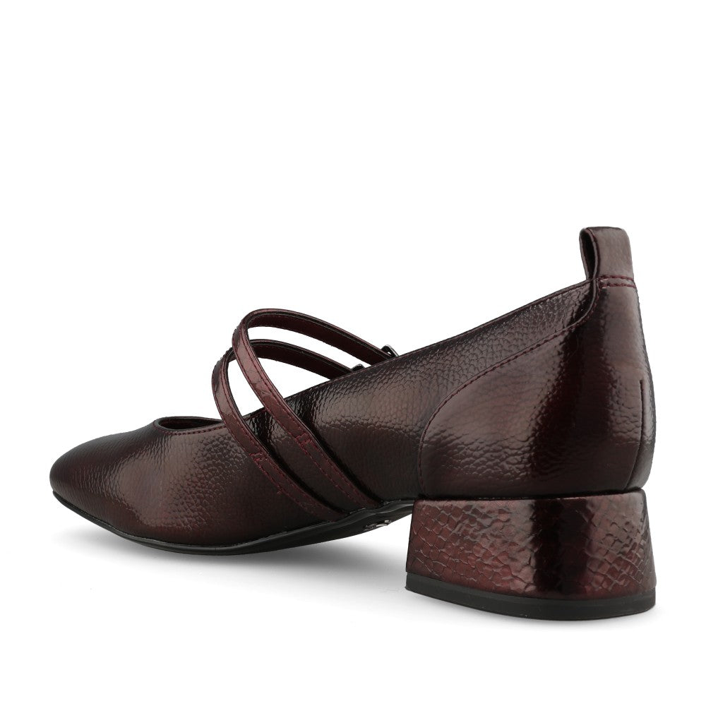 Tamaris Ladies 1-22318 Low Heel Double Strap In Burgandy