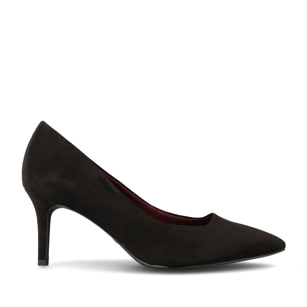 Tamaris Ladies 1-22474 Suede High Heel Court Shoe In Black