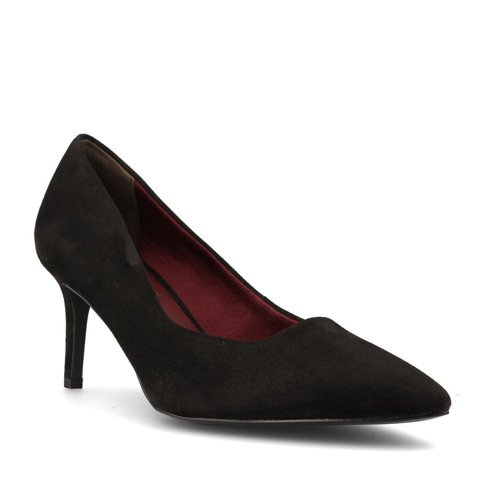 Tamaris Ladies 1-22474 Suede High Heel Court Shoe In Black