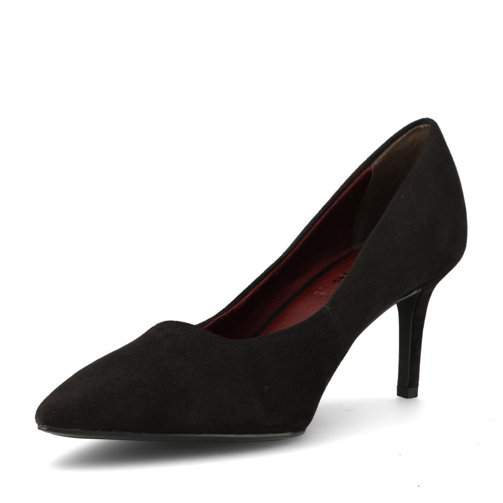Tamaris Ladies 1-22474 Suede High Heel Court Shoe In Black
