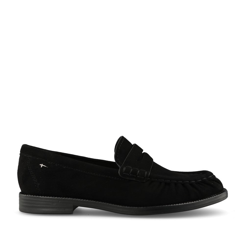 Tamaris Ladies 1-24251 Suede Leather Loafer In Black