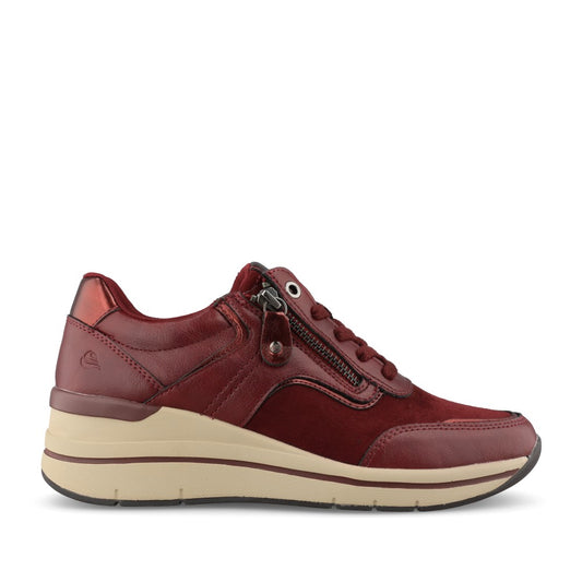Jana Ladies 8-23790 Laced Trainer In Red