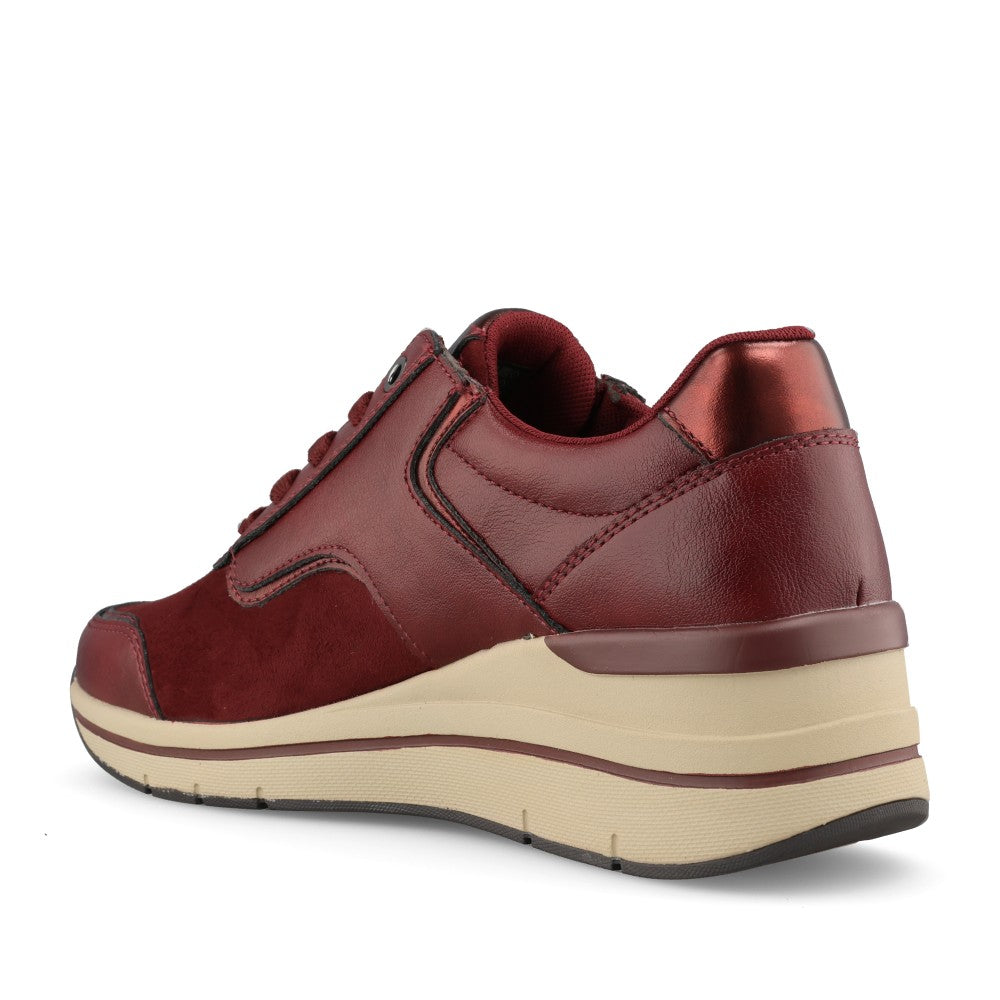 Jana Ladies 8-23790 Laced Trainer In Red