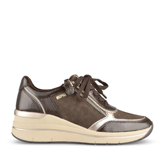 Jana Ladies 8-23789 Laced Trainer In Cafe