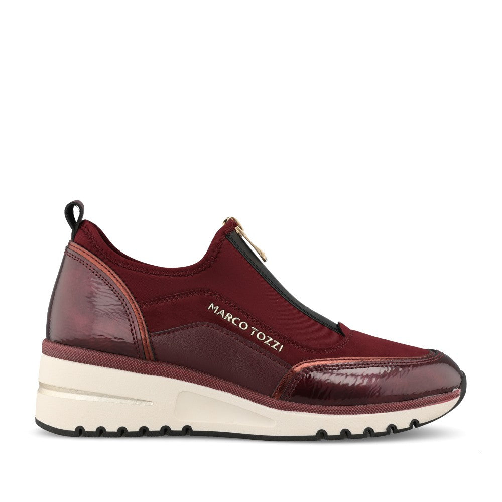 Marco Tozzi Ladies 2-24780 Ladies Wedge Zip Up Trainer in Mulberry