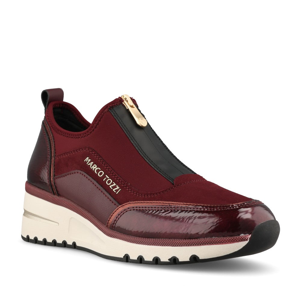 Marco Tozzi Ladies 2-24780 Ladies Wedge Zip Up Trainer in Mulberry