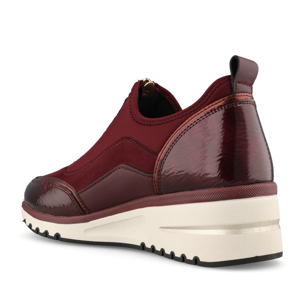 Marco Tozzi Ladies 2-24780 Ladies Wedge Zip Up Trainer in Mulberry