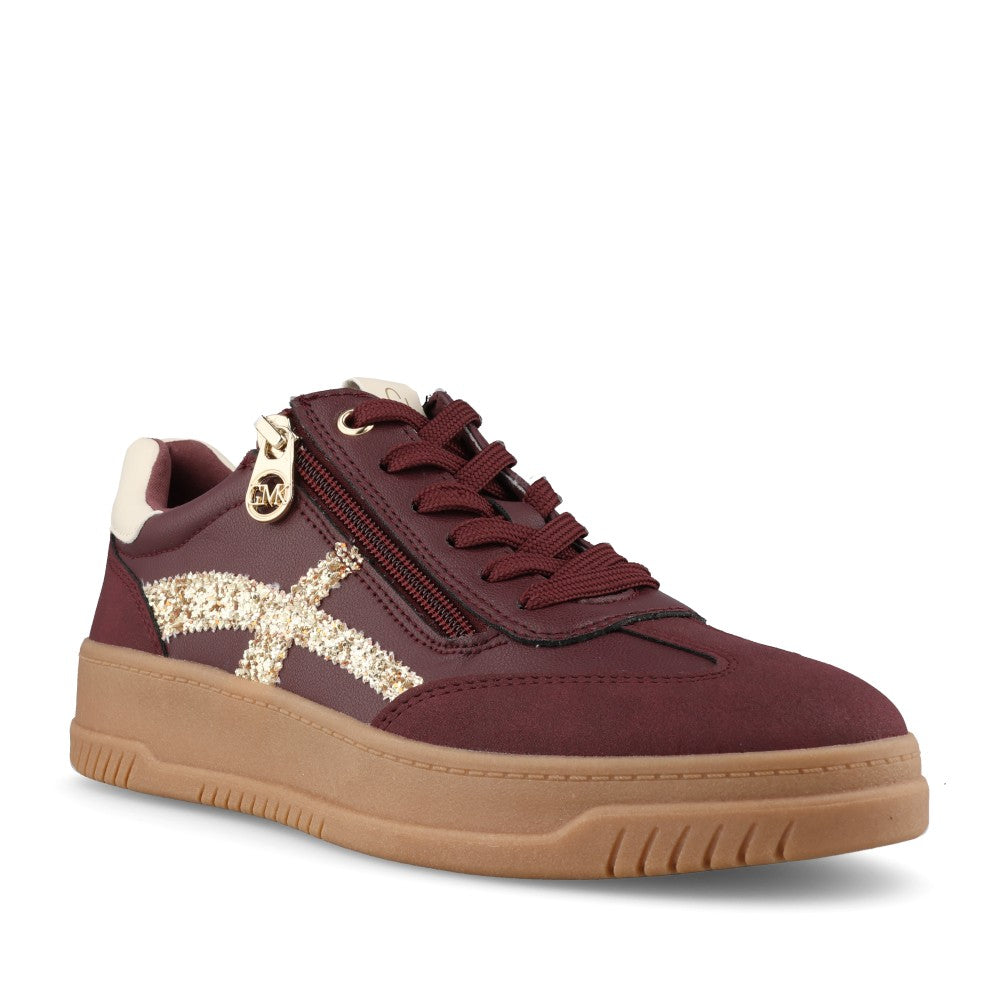 Marco Tozzi Ladies 2-83706 Ladies Laced Trainer in Berry