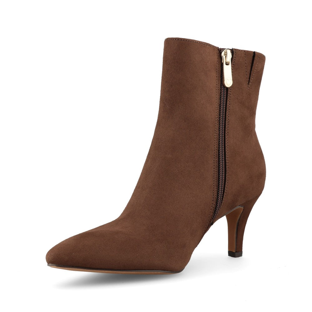 Marco Tozzi Ladies 2-25329 Suede Mid Heel Ankle Boot in Choco
