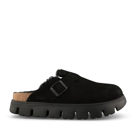 Birkenstock Ladies 1028453 Boston Pap Chunky Suede Clog In Black