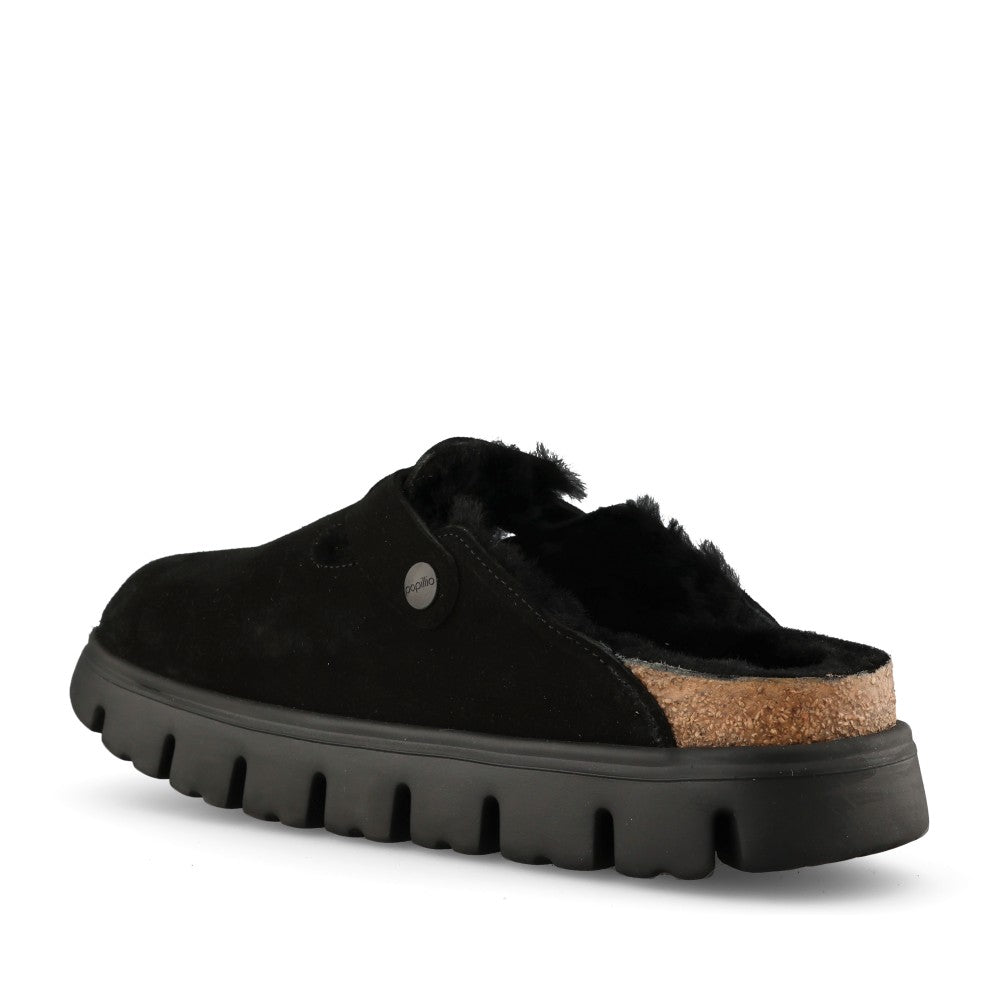 Birkenstock Ladies 1028453 Boston Pap Chunky Suede Clog In Black