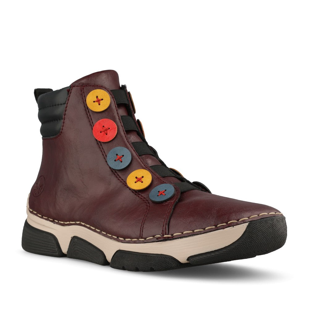 Rieker Ladies 45977 Ankle Boot In Red