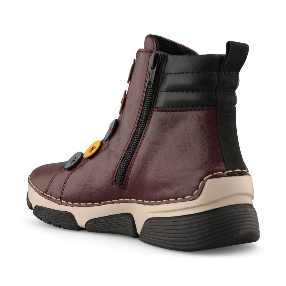 Rieker Ladies 45977 Ankle Boot In Red