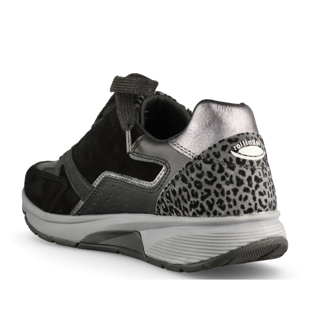 Gabor Ladies 0106.01 Adora Rollingsoft Trainer In Black/Grey