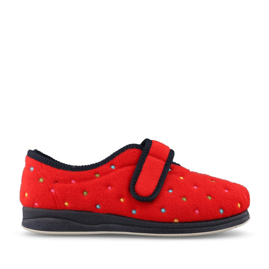 Camilla 447 Ladies Spotted Slipper in Red Combi