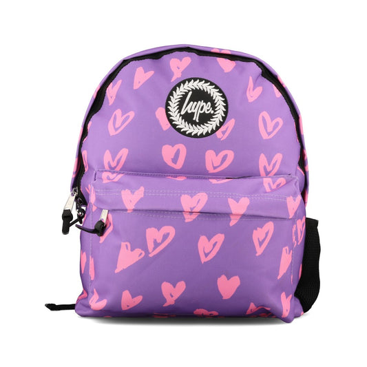 Unisex ZSLR-326 Pink Glitter Scribble Hearts Purple Backpack