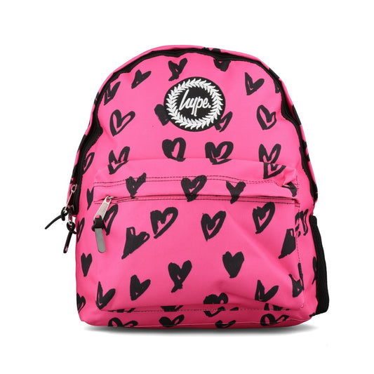 Unisex ZSLR-327 Pink/Black Glitter Scribble Hearts Backpack