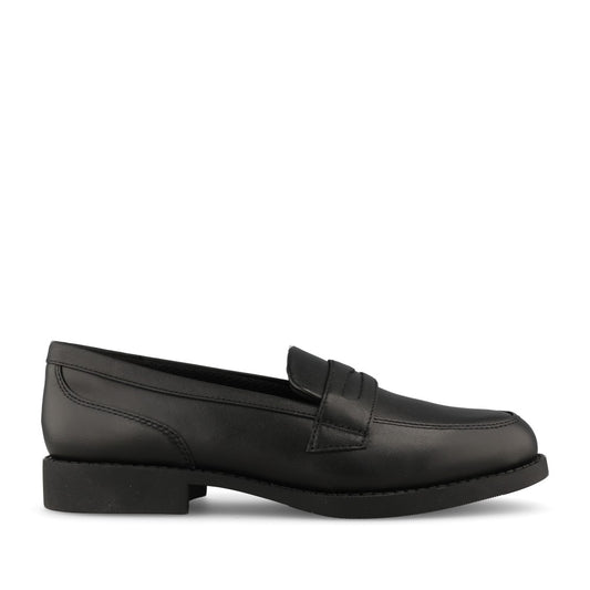Clarks Girls Tapa Edge Y F-FIT Slip-On Shoe in Black Leather