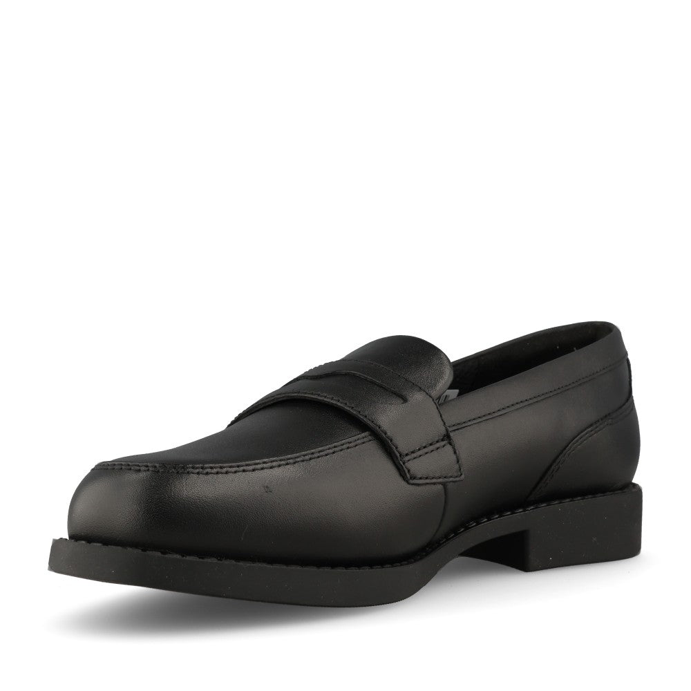 Clarks Girls Tapa Edge Y F-FIT Slip-On Shoe in Black Leather