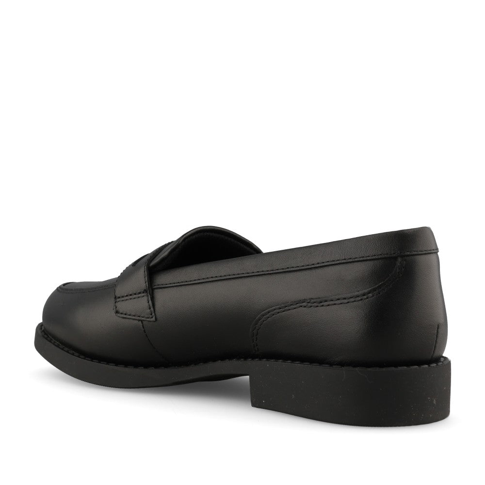Clarks Girls Tapa Edge Y F-FIT Slip-On Shoe in Black Leather