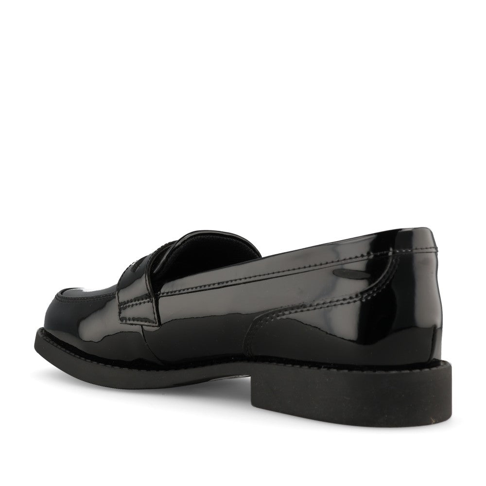 Clarks Girls Tapa Edge Y F-FIT Slip-On Shoe in Black Patent