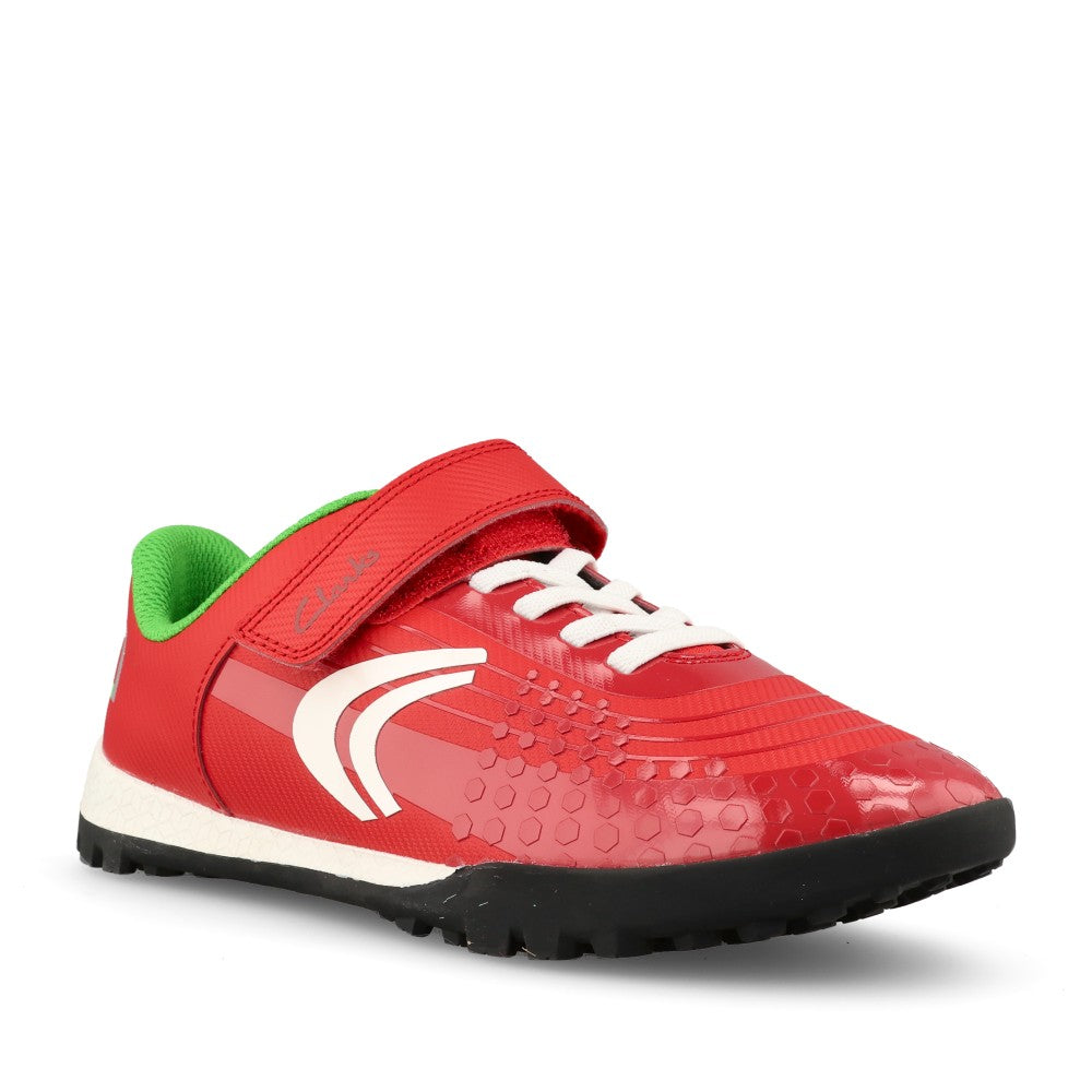 Clarks Boys Cica Goal K G-FIT Velcro Trainer in Red