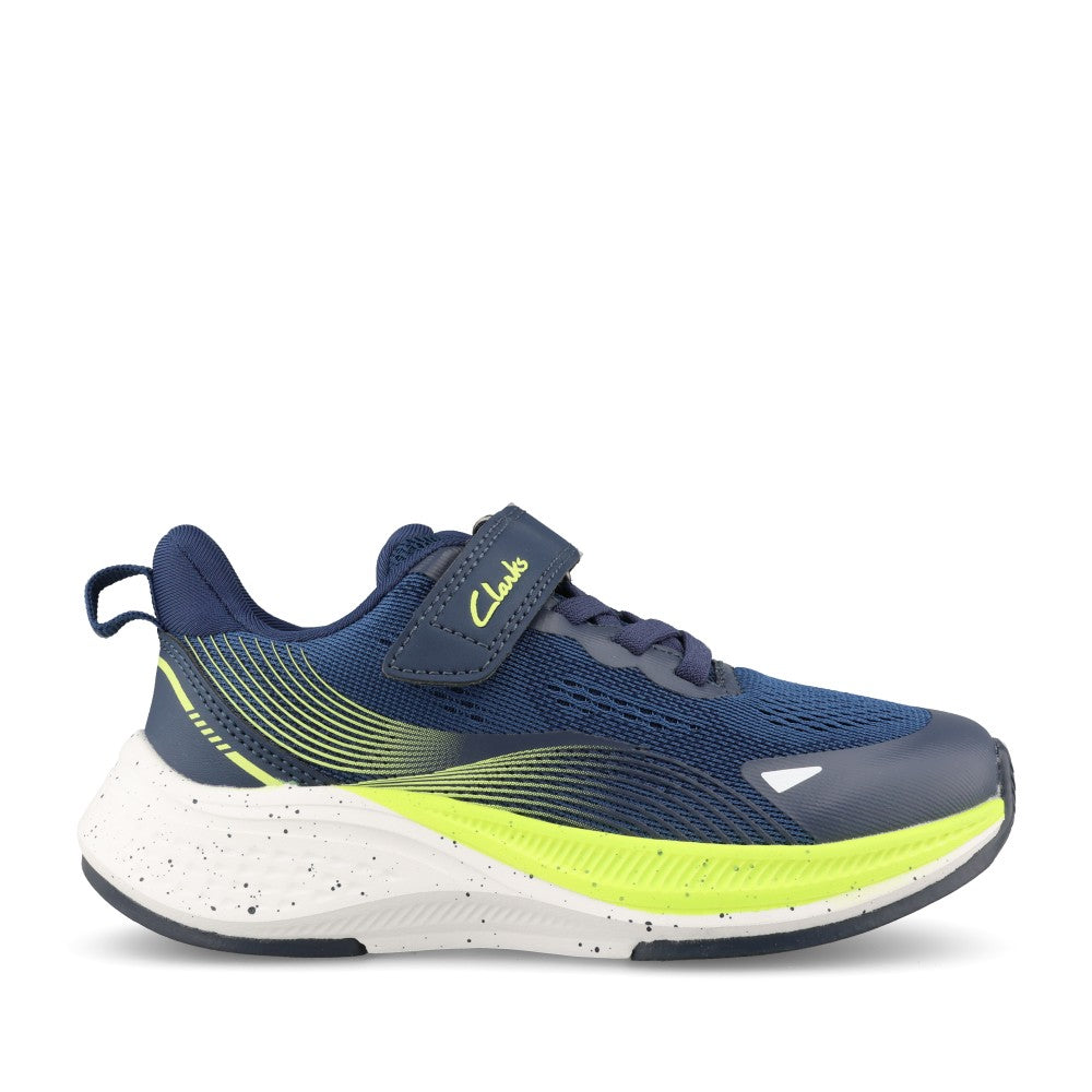 Clarks Boys LUMEN HERO K G-fit Navy Velcro Trainer in Kids G Fit