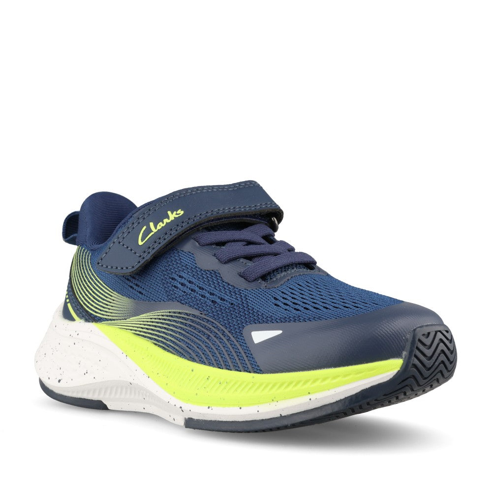 Clarks Boys LUMEN HERO K G-fit Navy Velcro Trainer in Kids G Fit