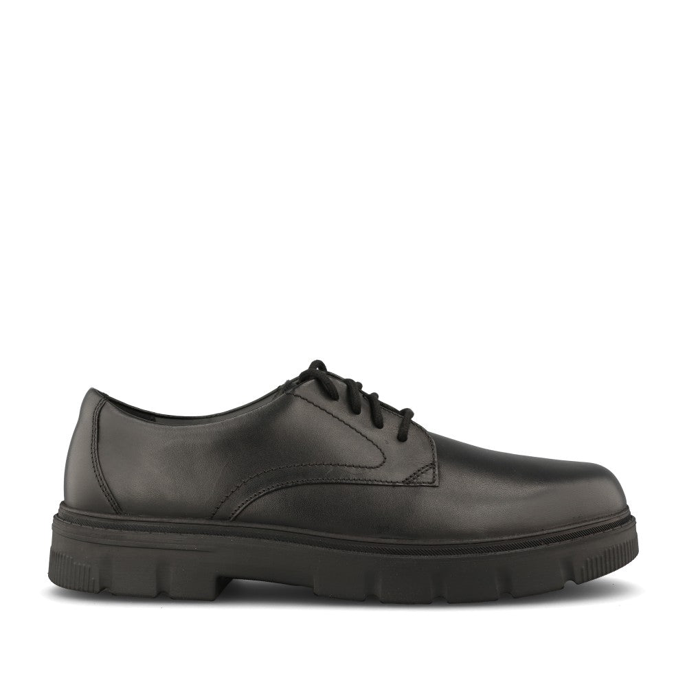 Clarks Boys Lorcam Walk Y G-FIT Lace Up Shoe in Black Leather