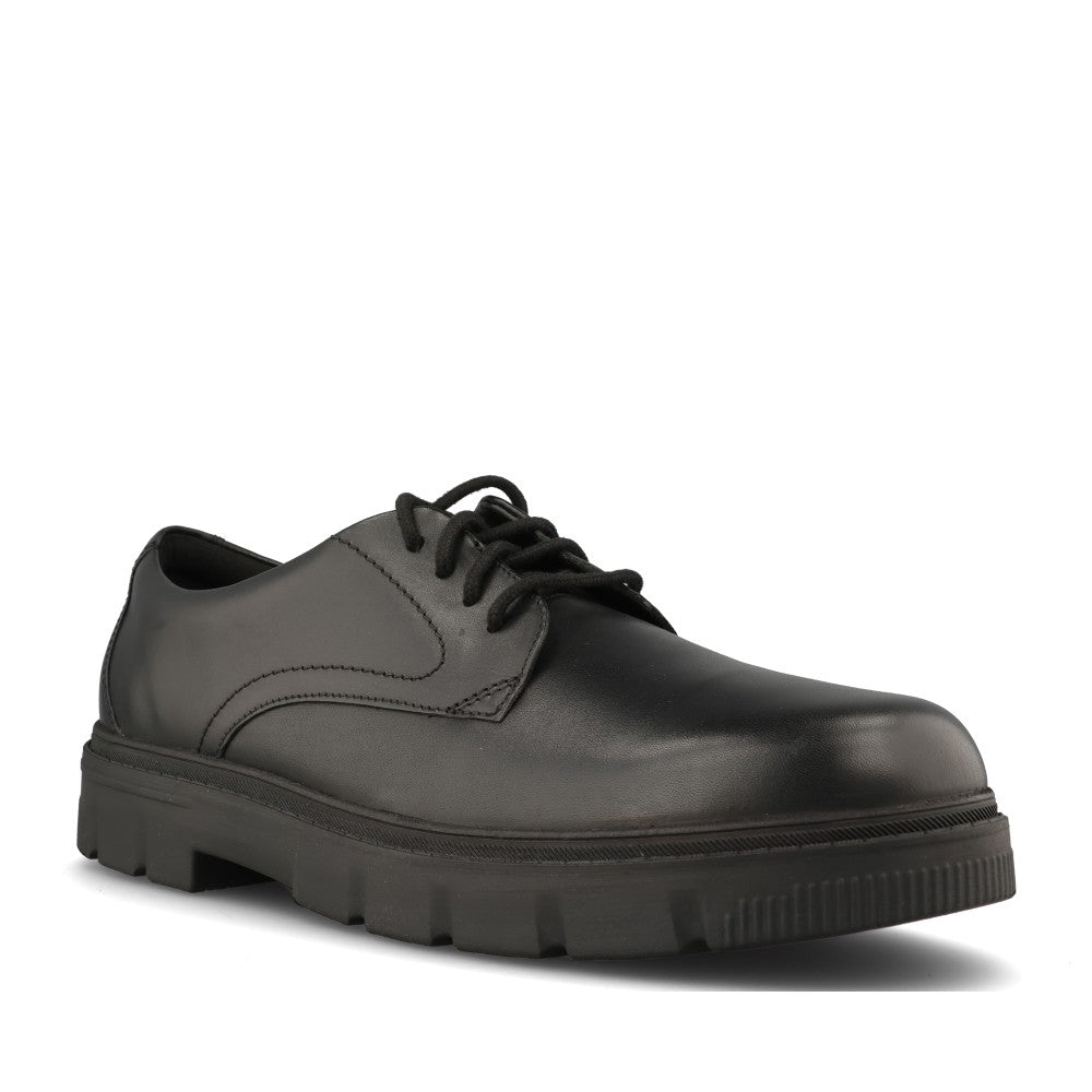 Clarks Boys Lorcam Walk Y G-FIT Lace Up Shoe in Black Leather