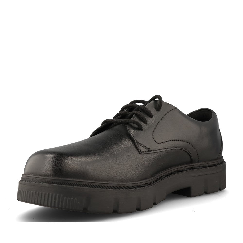 Clarks Boys Lorcam Walk Y G-FIT Lace Up Shoe in Black Leather