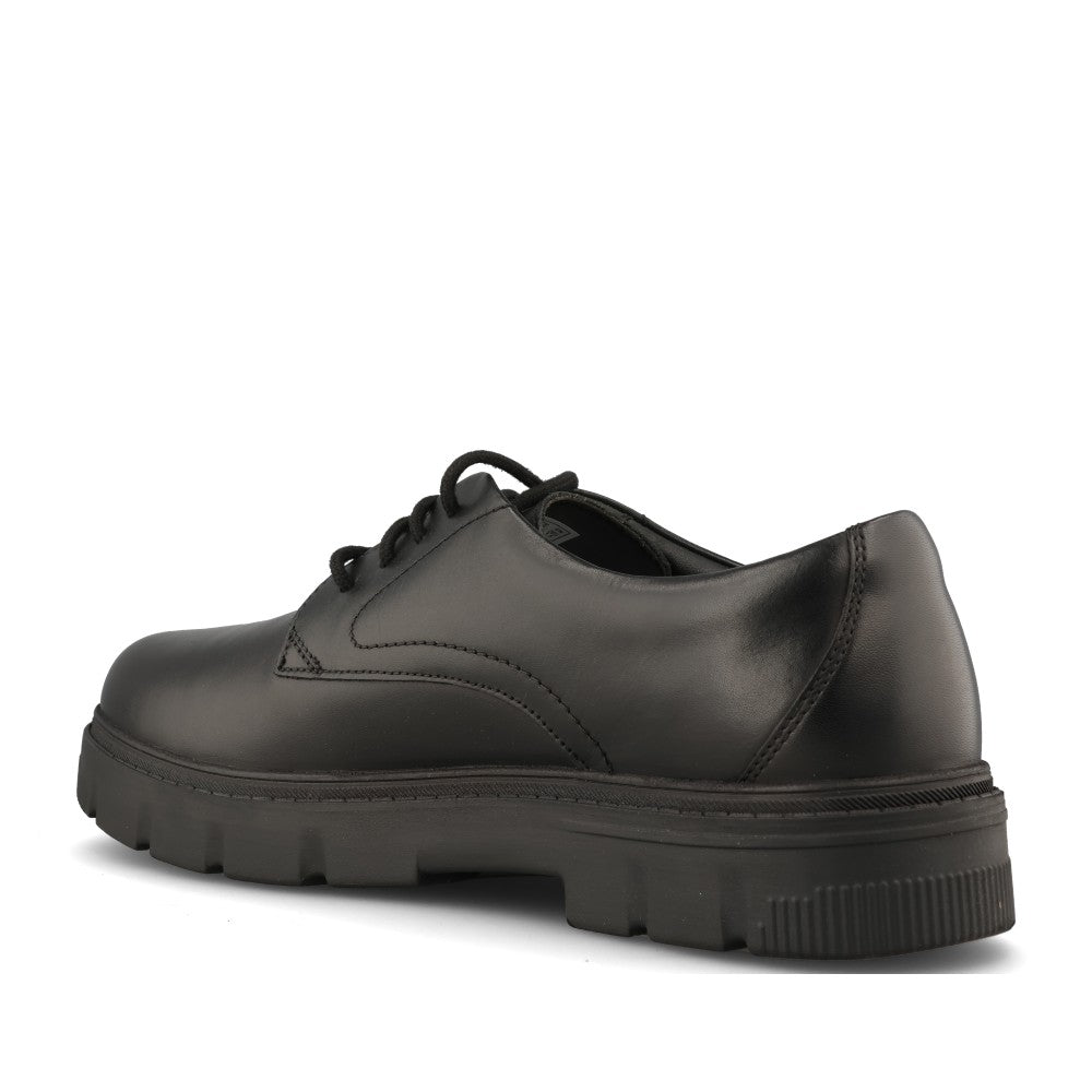 Clarks Boys Lorcam Walk Y G-FIT Lace Up Shoe in Black Leather