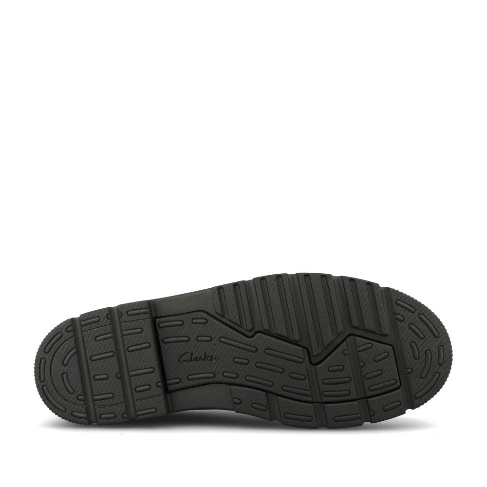 Clarks Boys Lorcam Walk Y F-FIT Lace Up Shoe in Black Leather