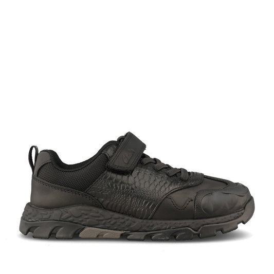 Clarks Boys STEGGY2SOAR K G-FIT Velcro Shoe in Black Leather