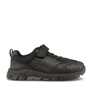 Clarks Boys STEGGY2SOAR K F-FIT Velcro Shoe in Black Leather
