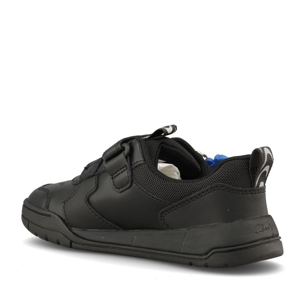 Clarks Boys Laser Play K G-FIT Velcro in Black Leather