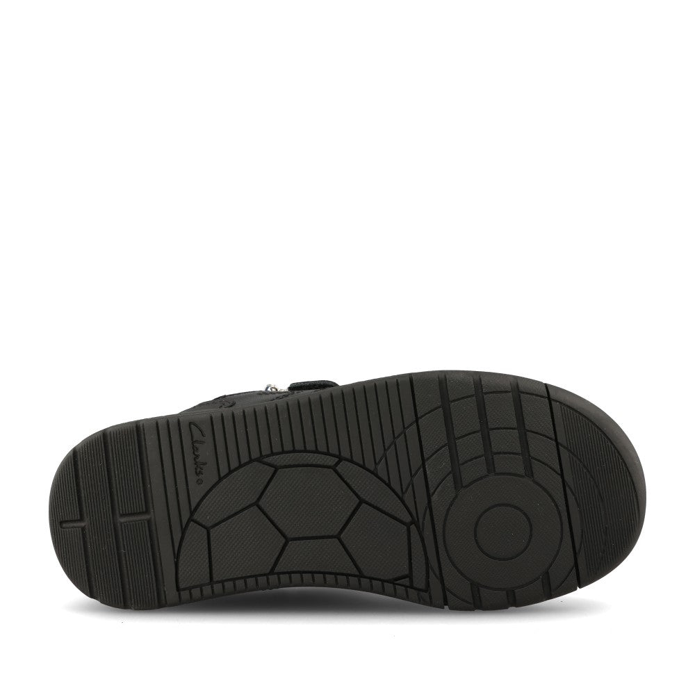 Clarks Boys Laser Play K G- Fit Leather Velcro in Black