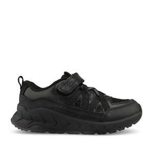 Clarks Boys Selva Trail K F-FIT Velcro Shoe in Black Leather